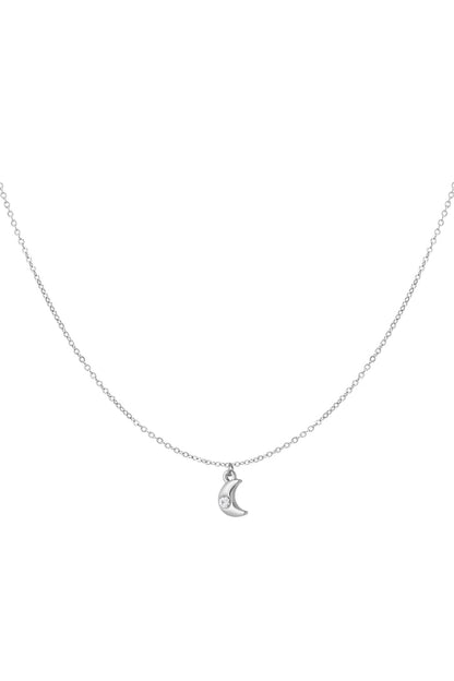 Simple necklace with crescent moon charm and diamond