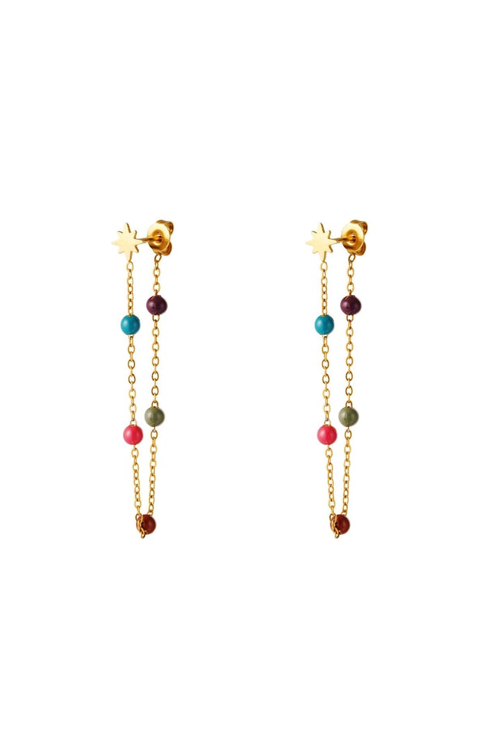 Star earring with collored balls