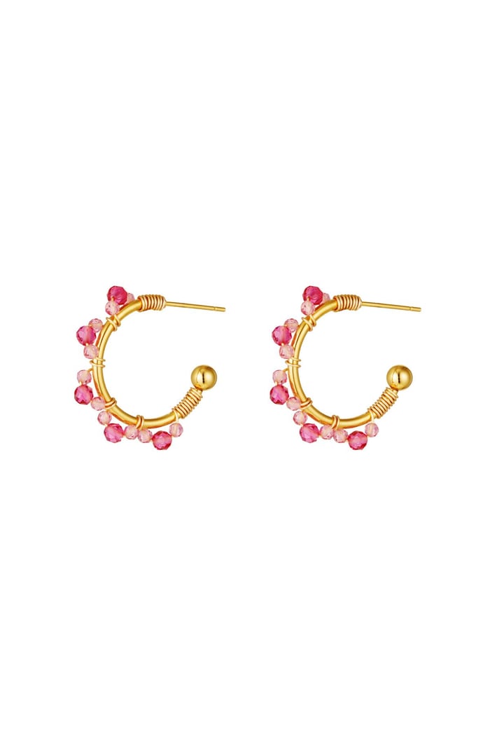 Earrings halfround hoop with beads