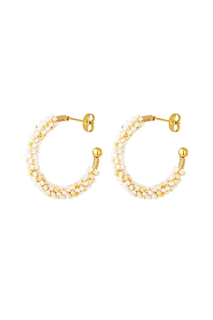 Hoop earrings halfround with colorfull beads