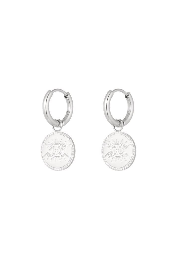 Minimalist round earrings with eye