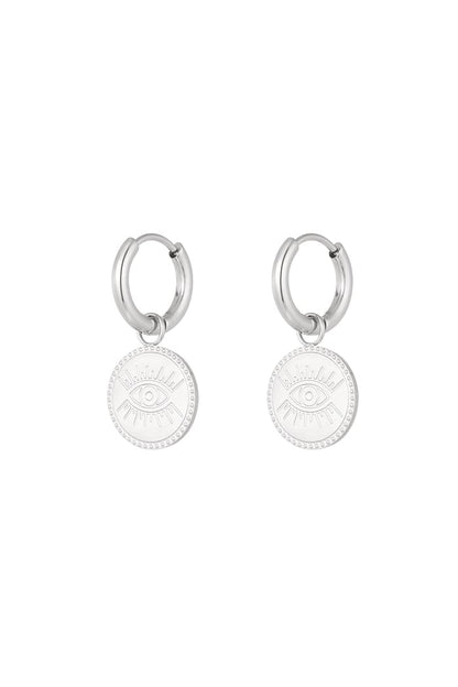 Minimalist round earrings with eye