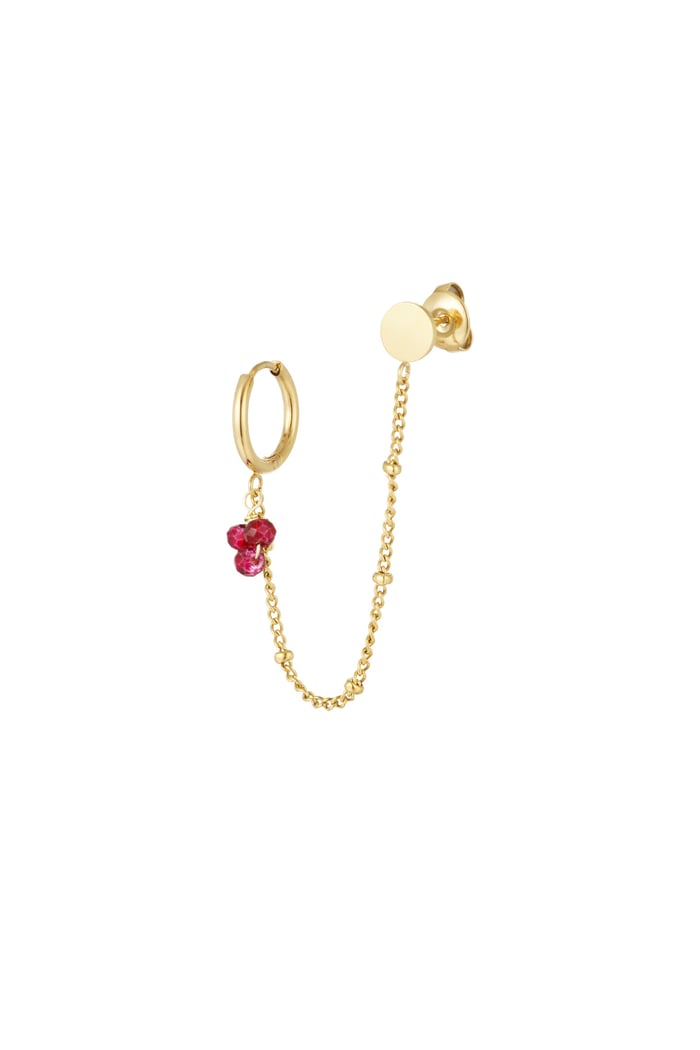 Earring with stud red beads