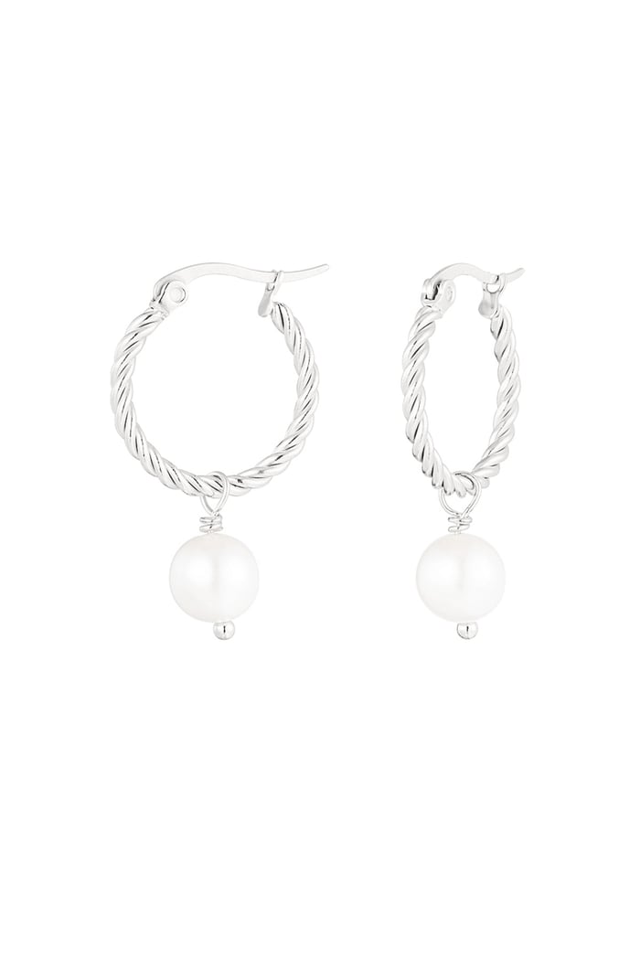 Round rope earring with pearl pendant