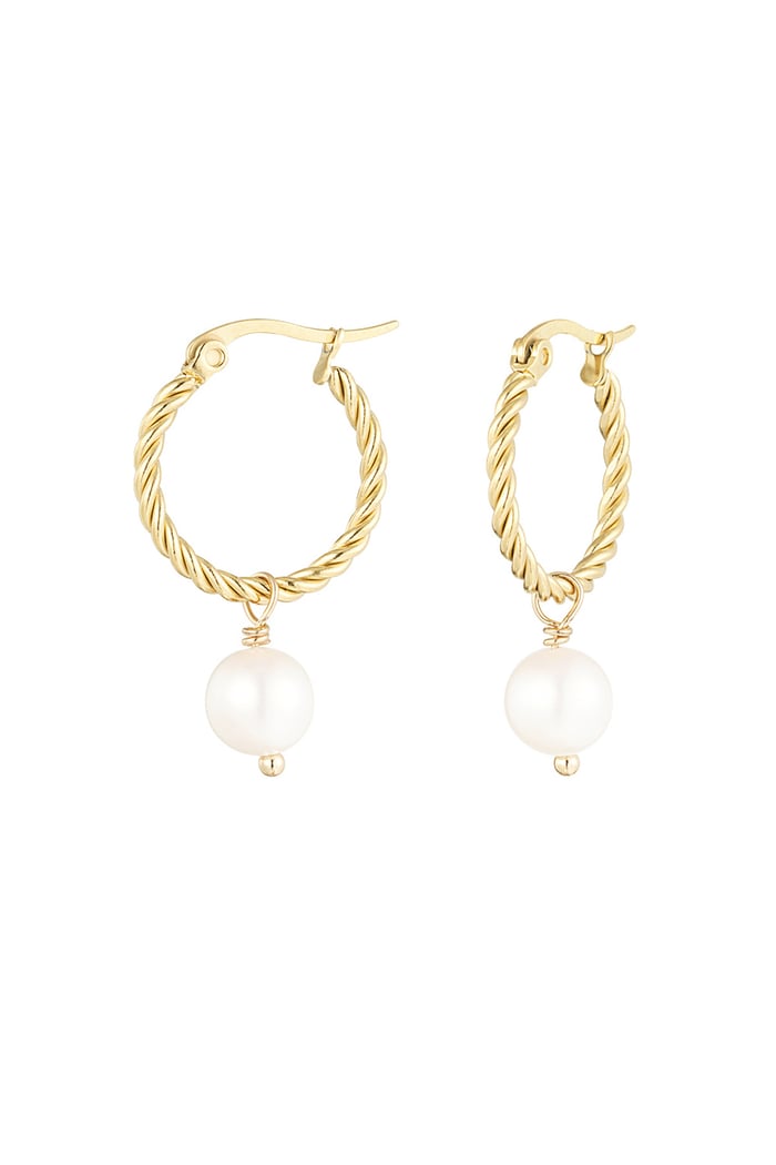 Round rope earring with pearl pendant