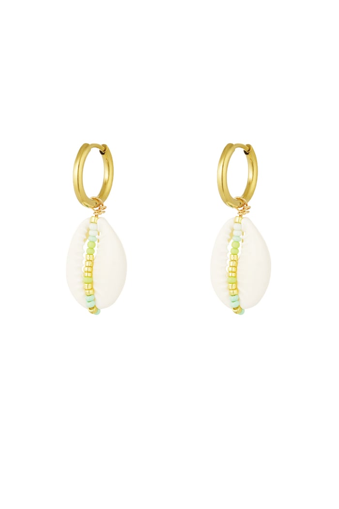 Earrings with Seeshell and Glass Beads